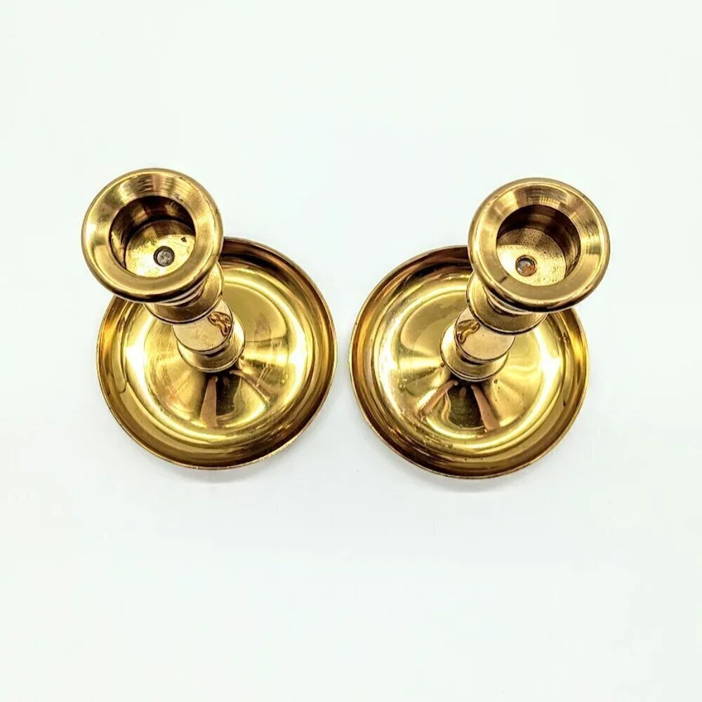 Vintage Baldwin Forged Solid Polished Brass Candlesticks